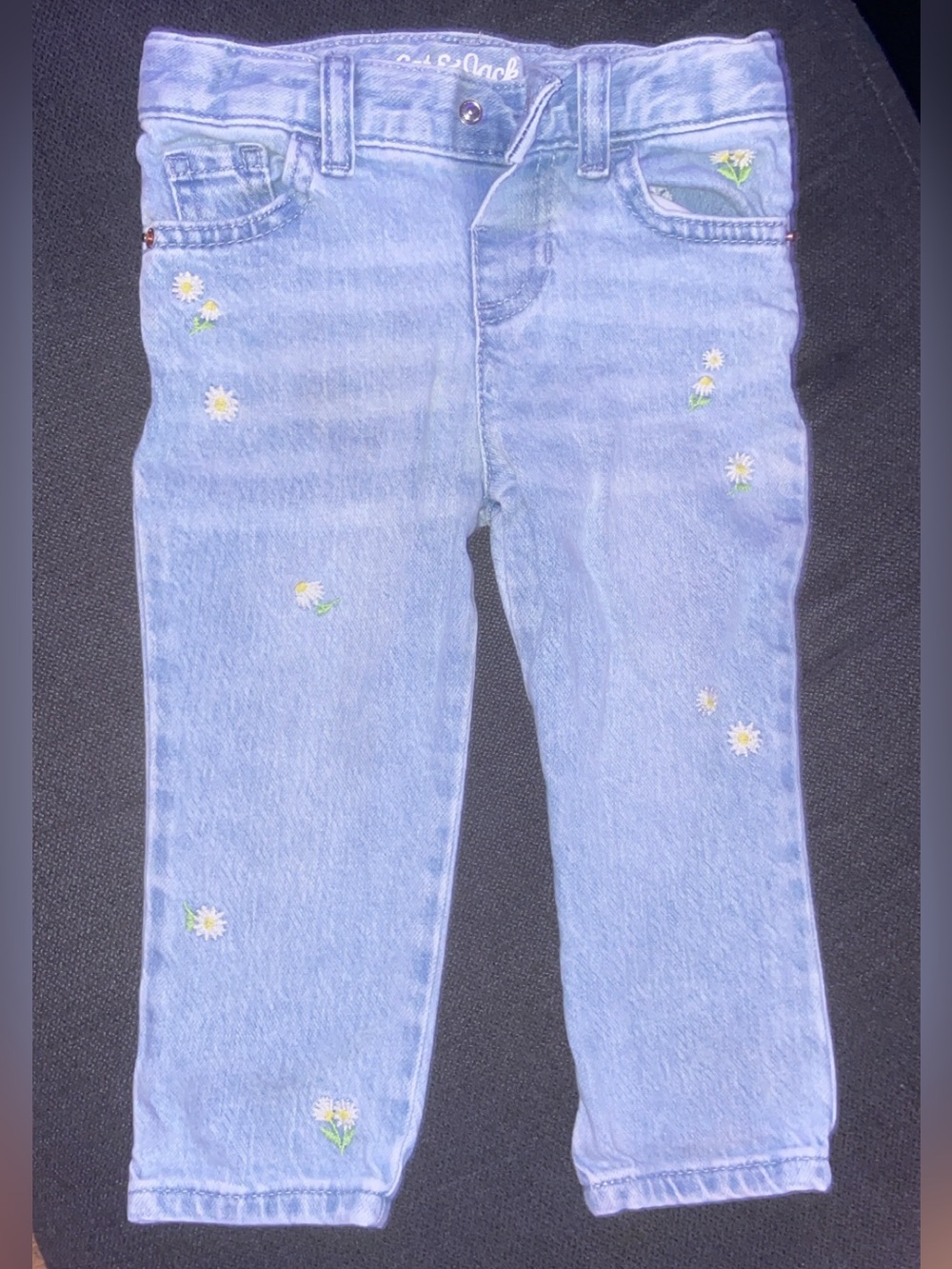 Cat & Jack Light Blue Denim Jeans with Daisy Embroidered Accents
